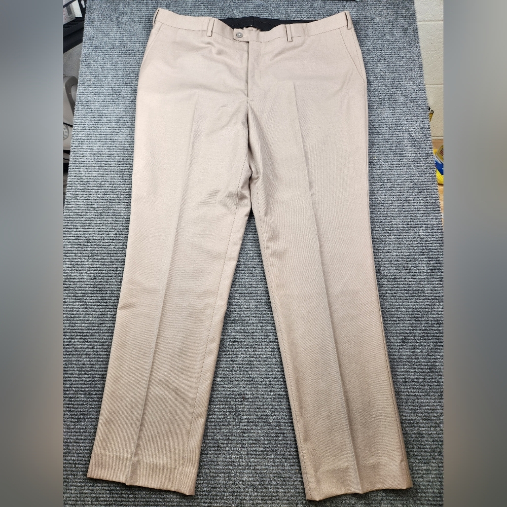 ZG ZeGarie Uomo Dress Pants Trousers Size 42R 33.5" inseam Tan Beige 100% Wool